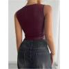 imageSOLY HUX Womens PU Leather Square Neck Tank Tops Sleeveless Slim Fitted Party Club Crop TopPure Burgundy