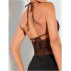 imageSOLY HUX Womens Sexy Lace Sheer Corset Top Halter Neck Tie Up Backless Crop Tops Party Rave OutfitsCoffee Brown