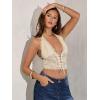 imageSOLY HUX Womens Sexy Lace Sheer Corset Top Halter Neck Tie Up Backless Crop Tops Party Rave OutfitsSolid Apricot