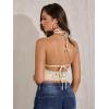 imageSOLY HUX Womens Sexy Lace Sheer Corset Top Halter Neck Tie Up Backless Crop Tops Party Rave OutfitsSolid Apricot