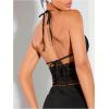 imageSOLY HUX Womens Sexy Lace Sheer Corset Top Halter Neck Tie Up Backless Crop Tops Party Rave OutfitsSolid Black