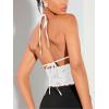 imageSOLY HUX Womens Sexy Lace Sheer Corset Top Halter Neck Tie Up Backless Crop Tops Party Rave OutfitsSolid White