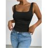 imageSOLY HUX Womens Summer Sleeveless Square Neck Tank Top Ruched Slim Fit Basic Vest TopsPlain Black