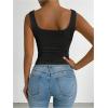 imageSOLY HUX Womens Summer Sleeveless Square Neck Tank Top Ruched Slim Fit Basic Vest TopsPlain Black
