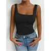 imageSOLY HUX Womens Summer Sleeveless Square Neck Tank Top Ruched Slim Fit Basic Vest TopsPlain Black