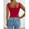 imageSOLY HUX Womens Summer Sleeveless Square Neck Tank Top Ruched Slim Fit Basic Vest TopsPlain Red