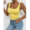 imageSOLY HUX Womens Summer Sleeveless Square Neck Tank Top Ruched Slim Fit Basic Vest TopsPlain Yellow
