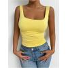 imageSOLY HUX Womens Summer Sleeveless Square Neck Tank Top Ruched Slim Fit Basic Vest TopsPlain Yellow