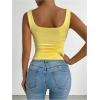 imageSOLY HUX Womens Summer Sleeveless Square Neck Tank Top Ruched Slim Fit Basic Vest TopsPlain Yellow