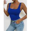 imageSOLY HUX Womens Summer Sleeveless Square Neck Tank Top Ruched Slim Fit Basic Vest TopsRoyal Blue
