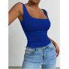 imageSOLY HUX Womens Summer Sleeveless Square Neck Tank Top Ruched Slim Fit Basic Vest TopsRoyal Blue