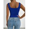 imageSOLY HUX Womens Summer Sleeveless Square Neck Tank Top Ruched Slim Fit Basic Vest TopsRoyal Blue