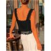 imageSOLY HUX Womens Y2k Lace Trim Open Tie Front Tank Top V Neck Sleeveless TopsPlain Black