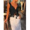imageSOLY HUX Womens Y2k Lace Trim Open Tie Front Tank Top V Neck Sleeveless TopsPlain Black