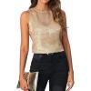 imageSOLY HUX Womens Metallic Tank Top Round Neck Sleeveless Casual Summer TopsPlain Gold