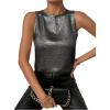 imageSOLY HUX Womens Metallic Tank Top Round Neck Sleeveless Casual Summer TopsPure Black
