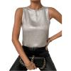 imageSOLY HUX Womens Metallic Tank Top Round Neck Sleeveless Casual Summer TopsPure Silver