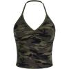 imageSOLY HUX Womens Music Festival Outfits V Neck Sleeveless Halter Tops Ruched Backless Cami Crop TopGreen Camo