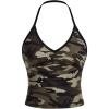 imageSOLY HUX Womens Music Festival Outfits V Neck Sleeveless Halter Tops Ruched Backless Cami Crop TopGreen Multi Camo