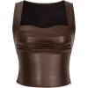 imageSOLY HUX Womens PU Leather Square Neck Tank Tops Sleeveless Slim Fitted Party Club Crop TopCoffee Brown