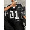 imageSOLY HUX Jersey Shirts for Women Y2k Graphic Number Oversized Tees V Neck Half Sleeve Cute Soccer Streetwear T Shirt TopsBlack Letter