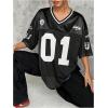 imageSOLY HUX Jersey Shirts for Women Y2k Graphic Number Oversized Tees V Neck Half Sleeve Cute Soccer Streetwear T Shirt TopsBlack Letter