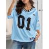 imageSOLY HUX Jersey Shirts for Women Y2k Graphic Number Oversized Tees V Neck Half Sleeve Cute Soccer Streetwear T Shirt TopsBlue Number