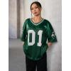 imageSOLY HUX Jersey Shirts for Women Y2k Graphic Number Oversized Tees V Neck Half Sleeve Cute Soccer Streetwear T Shirt TopsGreen Letter