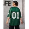 imageSOLY HUX Jersey Shirts for Women Y2k Graphic Number Oversized Tees V Neck Half Sleeve Cute Soccer Streetwear T Shirt TopsGreen Letter