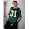 imageSOLY HUX Jersey Shirts for Women Y2k Graphic Number Oversized Tees V Neck Half Sleeve Cute Soccer Streetwear T Shirt TopsGreen Letter