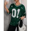 imageSOLY HUX Jersey Shirts for Women Y2k Graphic Number Oversized Tees V Neck Half Sleeve Cute Soccer Streetwear T Shirt TopsGreen Letter