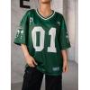 imageSOLY HUX Jersey Shirts for Women Y2k Graphic Number Oversized Tees V Neck Half Sleeve Cute Soccer Streetwear T Shirt TopsGreen Letter