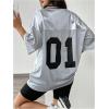 imageSOLY HUX Jersey Shirts for Women Y2k Graphic Number Oversized Tees V Neck Half Sleeve Cute Soccer Streetwear T Shirt TopsGrey Letter