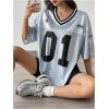 imageSOLY HUX Jersey Shirts for Women Y2k Graphic Number Oversized Tees V Neck Half Sleeve Cute Soccer Streetwear T Shirt TopsGrey Letter