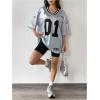 imageSOLY HUX Jersey Shirts for Women Y2k Graphic Number Oversized Tees V Neck Half Sleeve Cute Soccer Streetwear T Shirt TopsGrey Letter