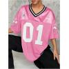 imageSOLY HUX Jersey Shirts for Women Y2k Graphic Number Oversized Tees V Neck Half Sleeve Cute Soccer Streetwear T Shirt TopsHotpink Number