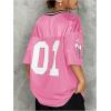 imageSOLY HUX Jersey Shirts for Women Y2k Graphic Number Oversized Tees V Neck Half Sleeve Cute Soccer Streetwear T Shirt TopsHotpink Number