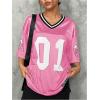imageSOLY HUX Jersey Shirts for Women Y2k Graphic Number Oversized Tees V Neck Half Sleeve Cute Soccer Streetwear T Shirt TopsHotpink Number