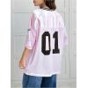 imageSOLY HUX Jersey Shirts for Women Y2k Graphic Number Oversized Tees V Neck Half Sleeve Cute Soccer Streetwear T Shirt TopsPink Letter