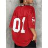 imageSOLY HUX Jersey Shirts for Women Y2k Graphic Number Oversized Tees V Neck Half Sleeve Cute Soccer Streetwear T Shirt TopsRed Number
