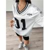 imageSOLY HUX Jersey Shirts for Women Y2k Graphic Number Oversized Tees V Neck Half Sleeve Cute Soccer Streetwear T Shirt TopsWhite Letter