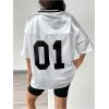 imageSOLY HUX Jersey Shirts for Women Y2k Graphic Number Oversized Tees V Neck Half Sleeve Cute Soccer Streetwear T Shirt TopsWhite Letter