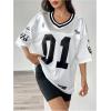 imageSOLY HUX Jersey Shirts for Women Y2k Graphic Number Oversized Tees V Neck Half Sleeve Cute Soccer Streetwear T Shirt TopsWhite Letter