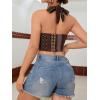 imageSOLY HUX Womens Boho Summer Halter Crop Tops Sleeveless Backless Tank Top Casual Sexy Going Out TopsBrown Multi