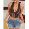 imageSOLY HUX Womens Boho Summer Halter Crop Tops Sleeveless Backless Tank Top Casual Sexy Going Out TopsBrown Multi