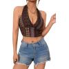 imageSOLY HUX Womens Boho Summer Halter Crop Tops Sleeveless Backless Tank Top Casual Sexy Going Out TopsBrown Multi