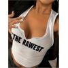 imageSOLY HUX Womens Letter Print Crop Tops Notched Neck Sleeveless Summer Y2k Tank TopWhite Letter