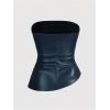 imageSOLY HUX Womens PU Leather Tube Top Strapless Ruched Asymmetrical Bandeau Tops Rave Concert OutfitDark Blue