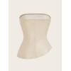 imageSOLY HUX Womens PU Leather Tube Top Strapless Ruched Asymmetrical Bandeau Tops Rave Concert OutfitPure Apricot