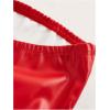 imageSOLY HUX Womens PU Leather Tube Top Strapless Ruched Asymmetrical Bandeau Tops Rave Concert OutfitPure Red